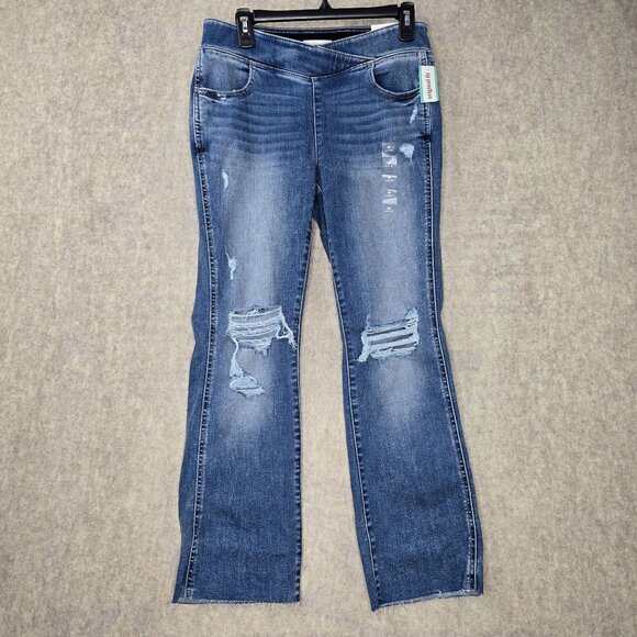 Maurices Slim Bootcut High Rise Distressed Jeans Medium X-Short Original Fit - Picture 1 of 11